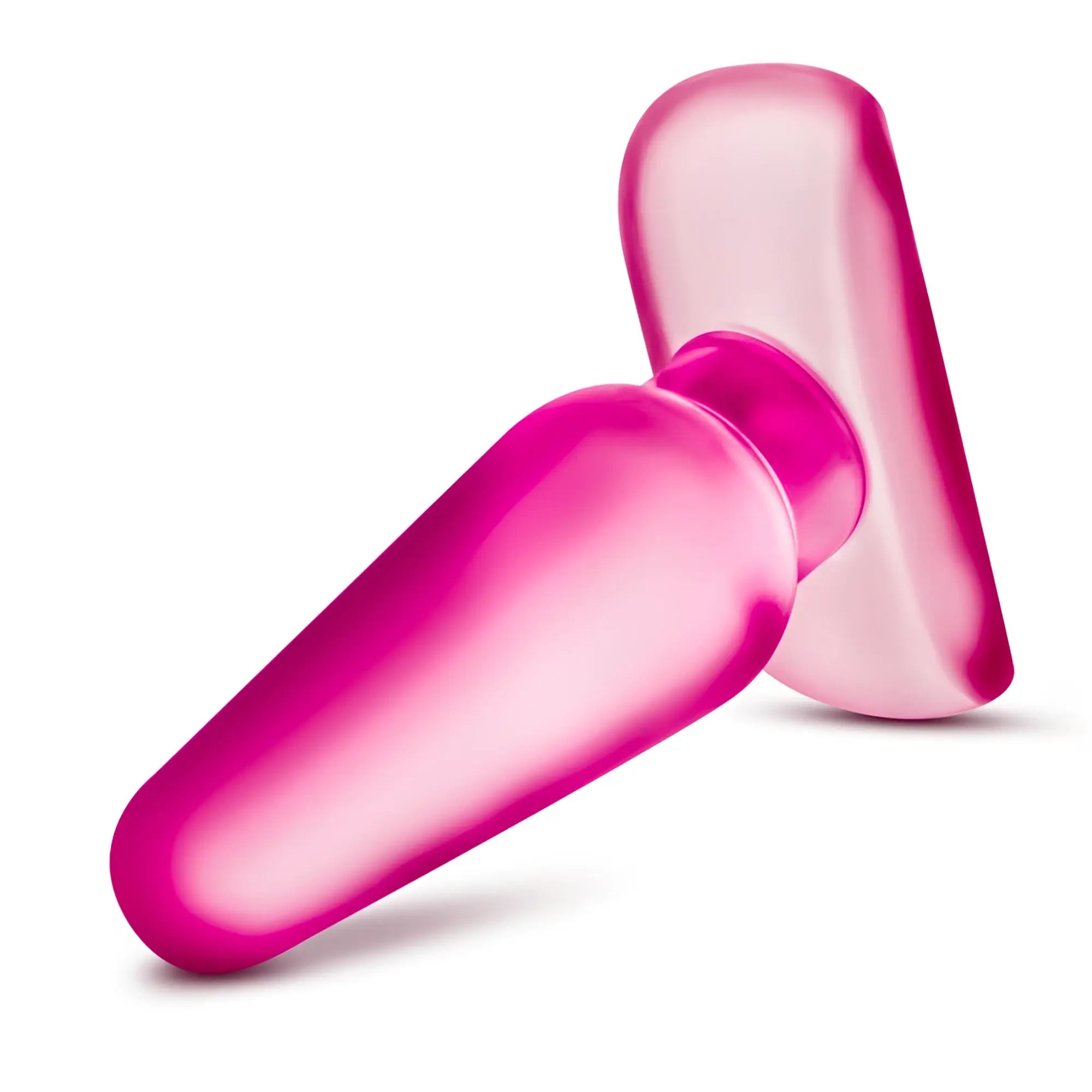 Vibrant pink glossy silicone b yours eclipse anal pleaser medium with smooth tapered design and rounded base