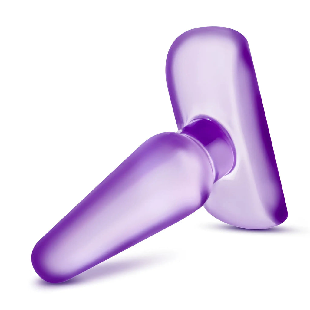B Yours B Yours Eclipse Pleaser small purple translucent silicone butt plug with smooth tapered design and wide base