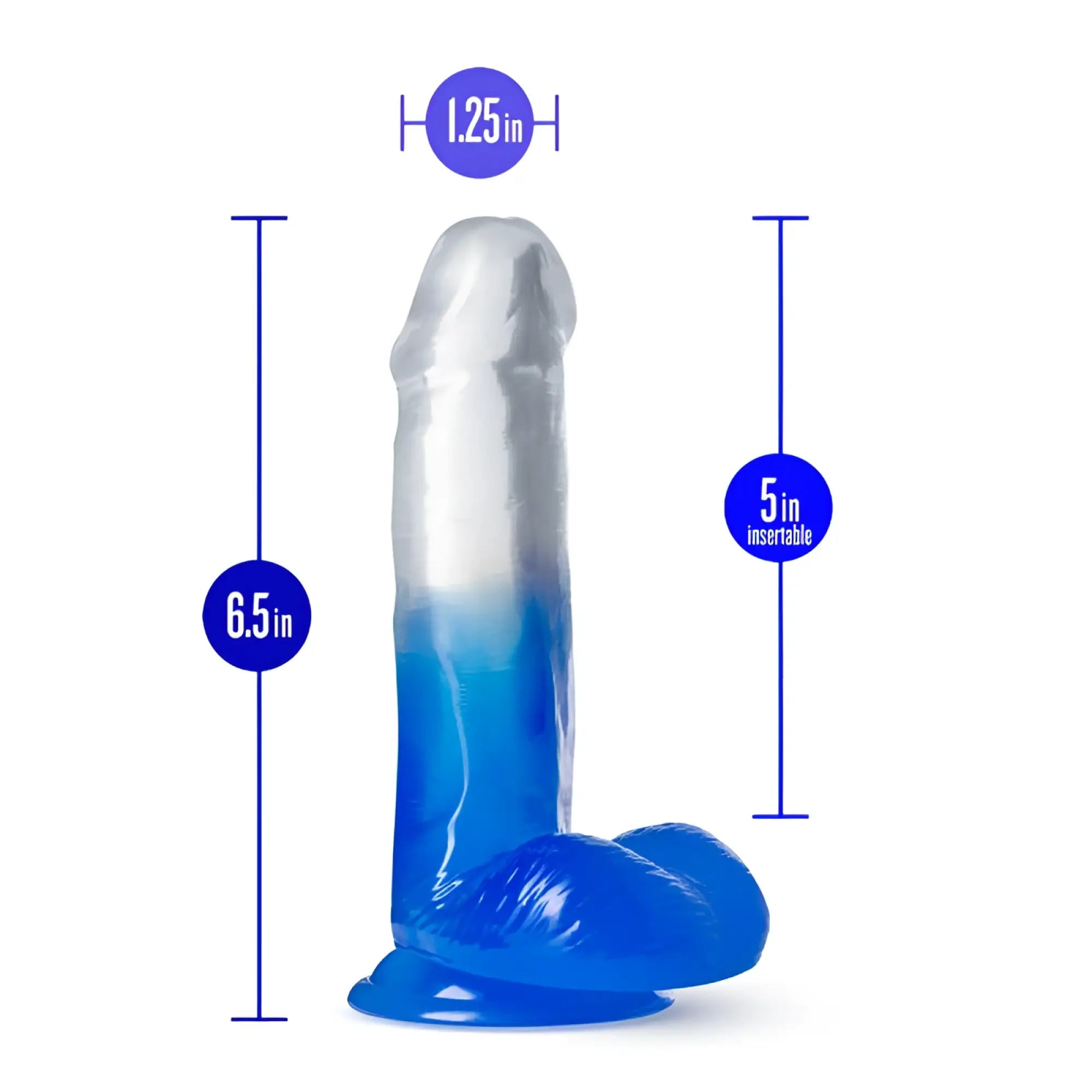 B yours morning dew 6in dildo stella blue translucent silicone with blue to clear gradient and ergonomic design