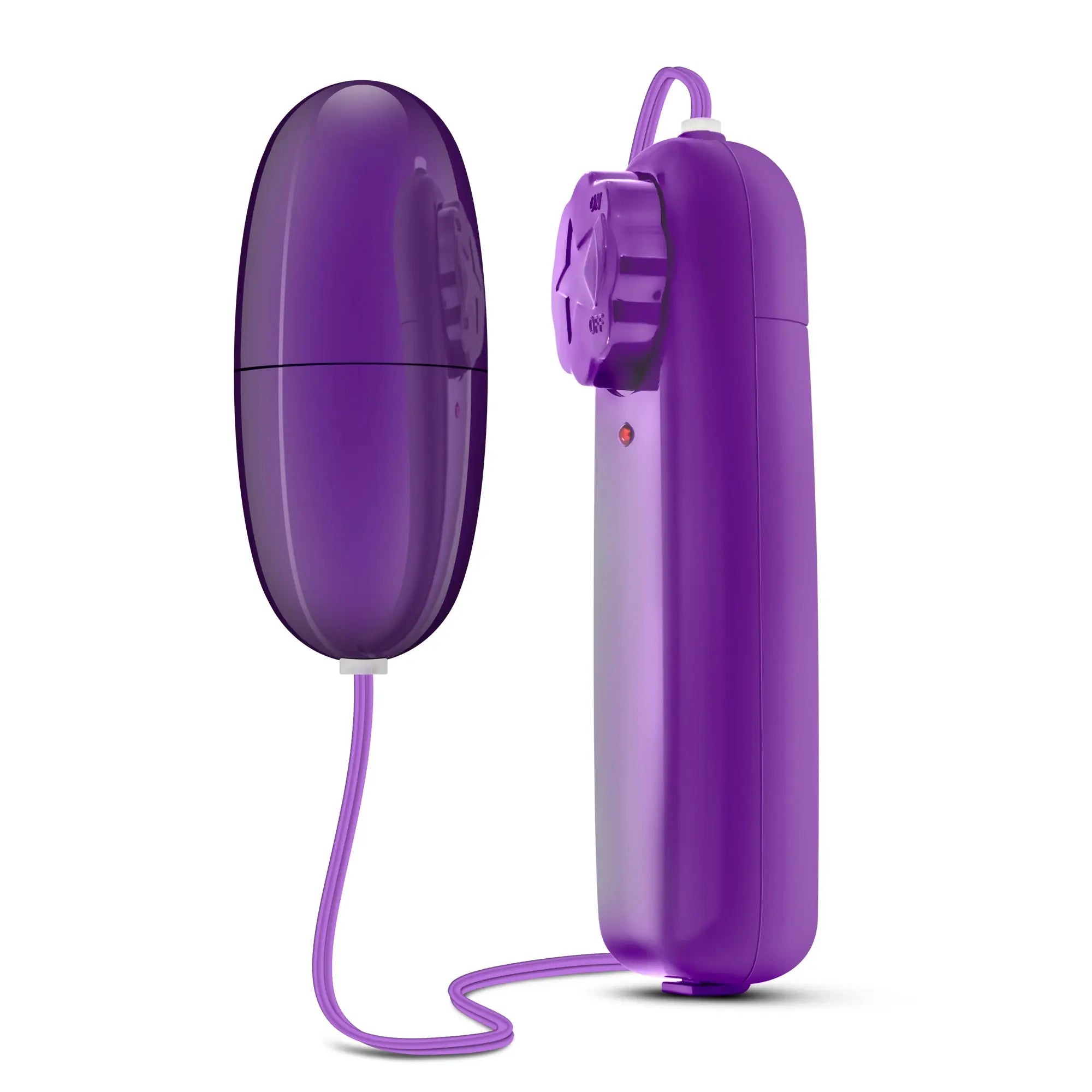 B yours power bullet purple silicone vibratory toy with matching cord and control unit for personal use