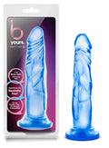 Blue translucent silicone dildo branded yours in packaging from b yours sweet n hard 5 collection