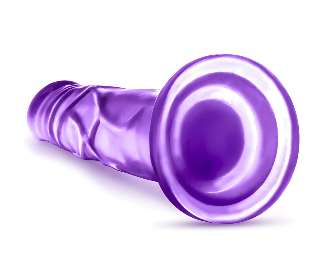 Purple translucent silicone dildo with textured ridges and flared circular base from B Yours B Yours Sweet N Hard 5 Purple