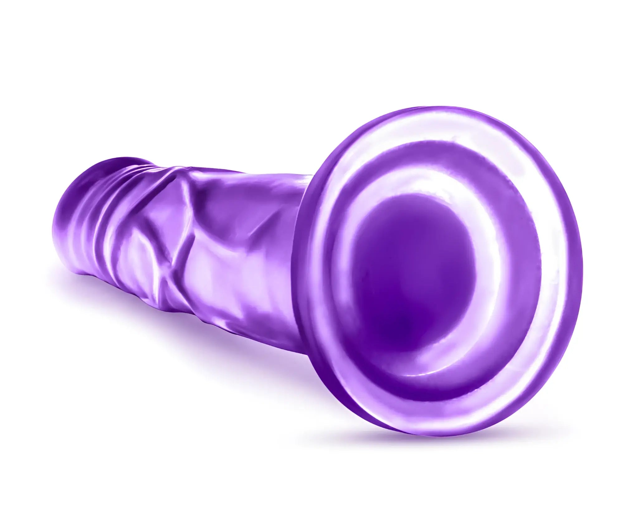 Purple translucent silicone dildo with textured ridges and flared circular base from B Yours B Yours Sweet N Hard 5 Purple