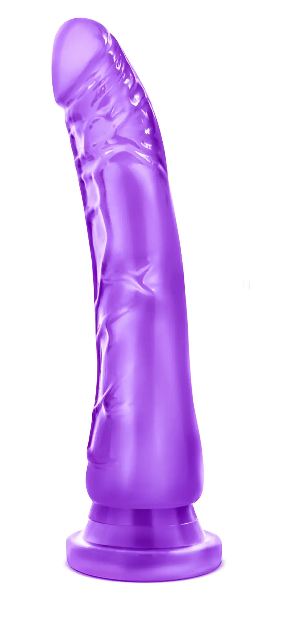 B yours sweet n hard 6 purple translucent silicone dildo with textured ridges and flared base