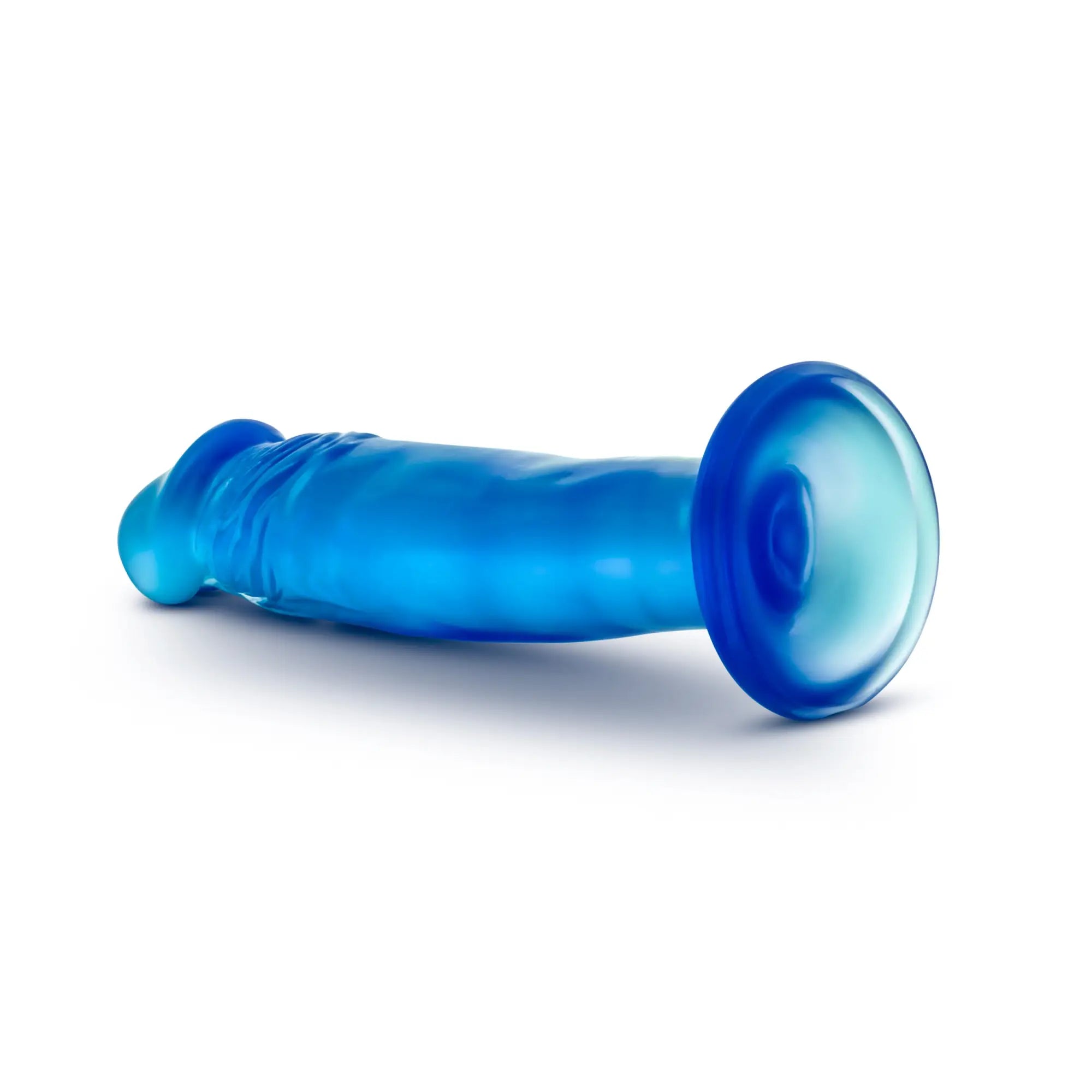 B yours sweet n small 6in blue translucent silicone anal plug with rounded textured head and smooth body