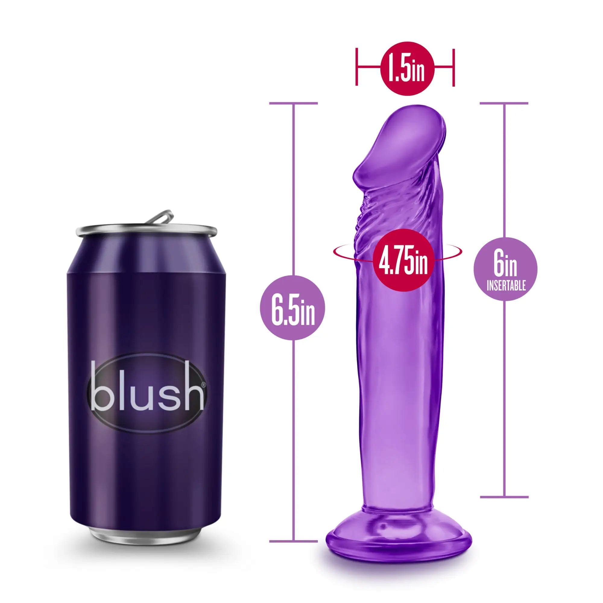 B Yours Sweet N Small 6in purple translucent dildo with textured shaft and rounded head for gentle stimulation