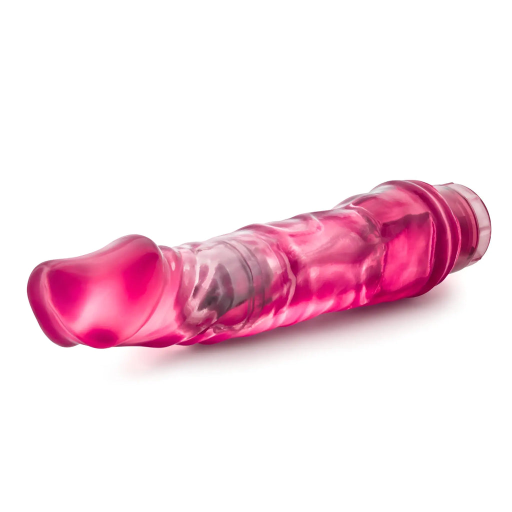 B yours vibe 6 pink vibrant silicone vibratory toy with textured ridges and rounded head for personal use