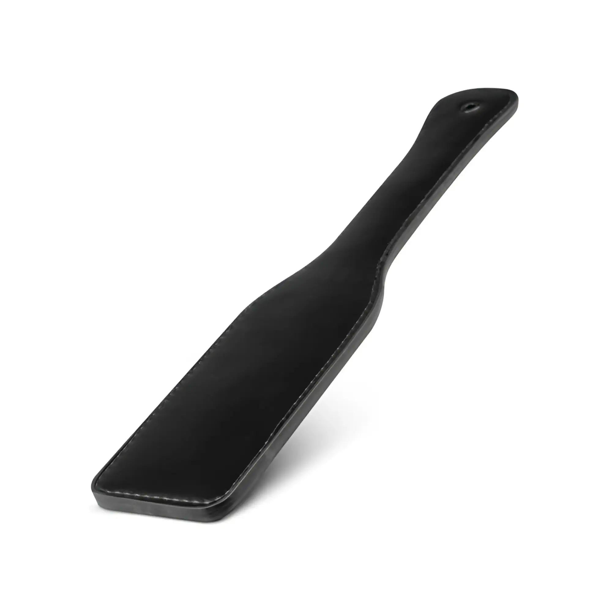 Black leather bedroom fantasies faux leather paddle with stitched edges and rounded handle for intimate use