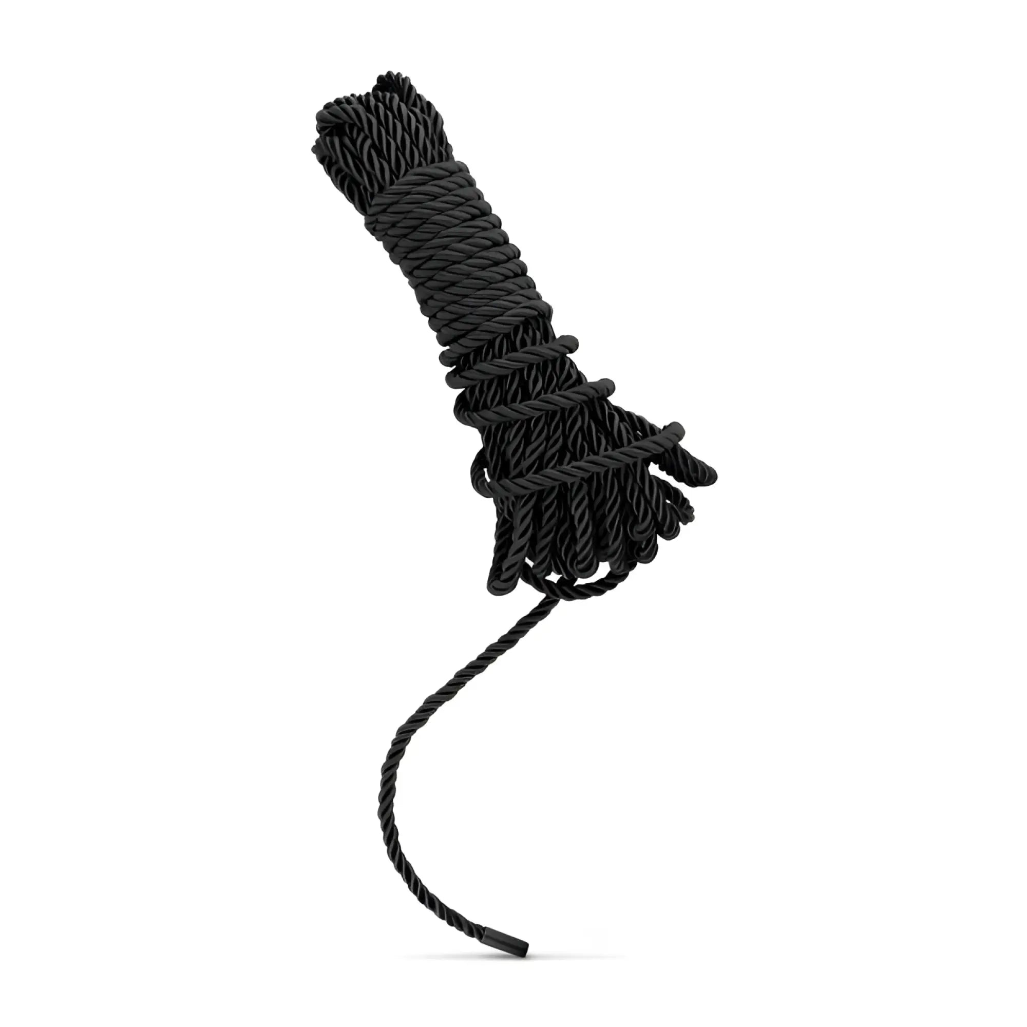 Black cotton bedroom fantasies kinbaku bondage rope 5m neatly coiled with one end extending downward