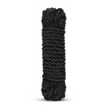 Black tightly coiled cotton bondage rope with textured braided design for kinbaku 5m bedroom fantasies