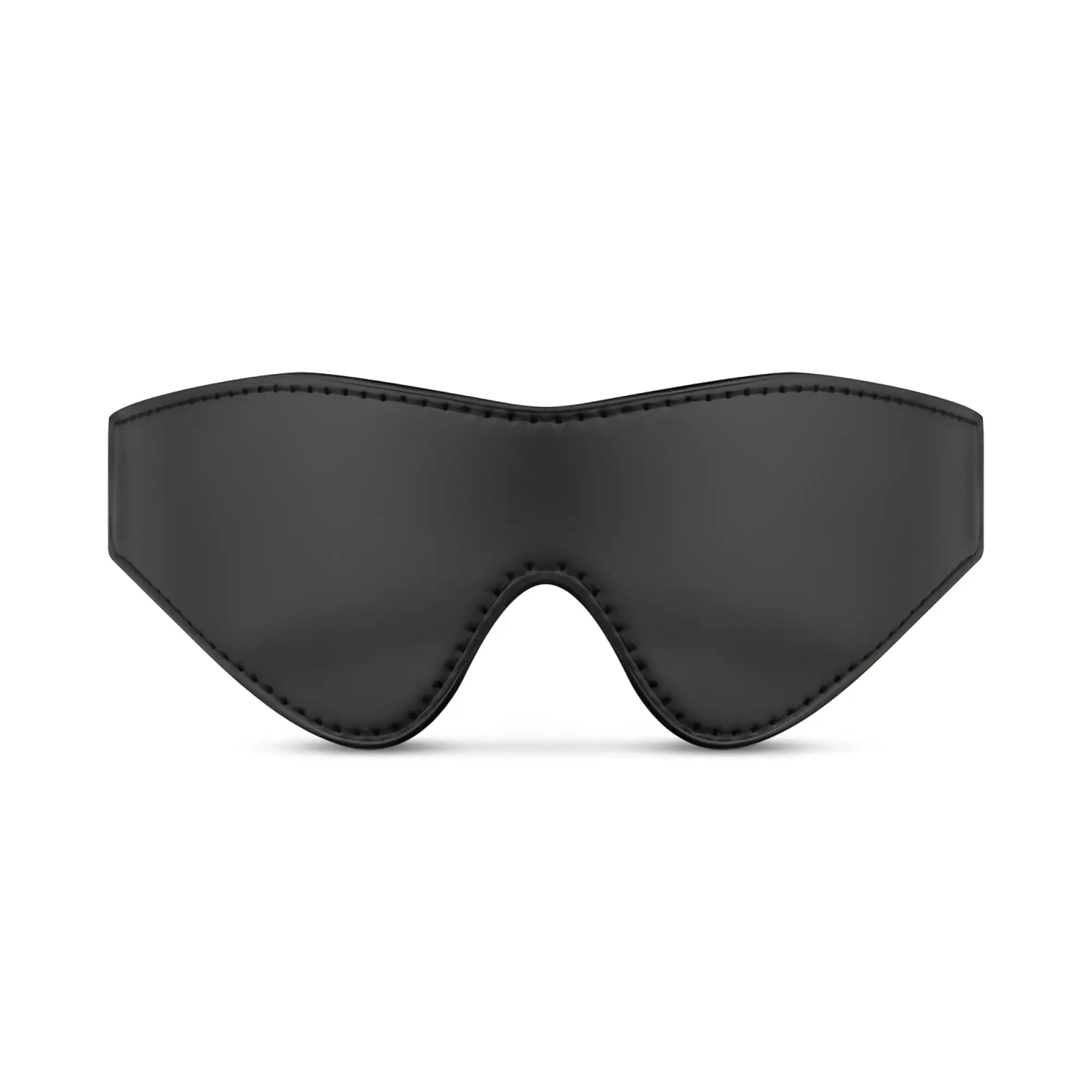 Black leather eye mask with stitched edges from bedroom fantasies kinky bondage set 5 pc black