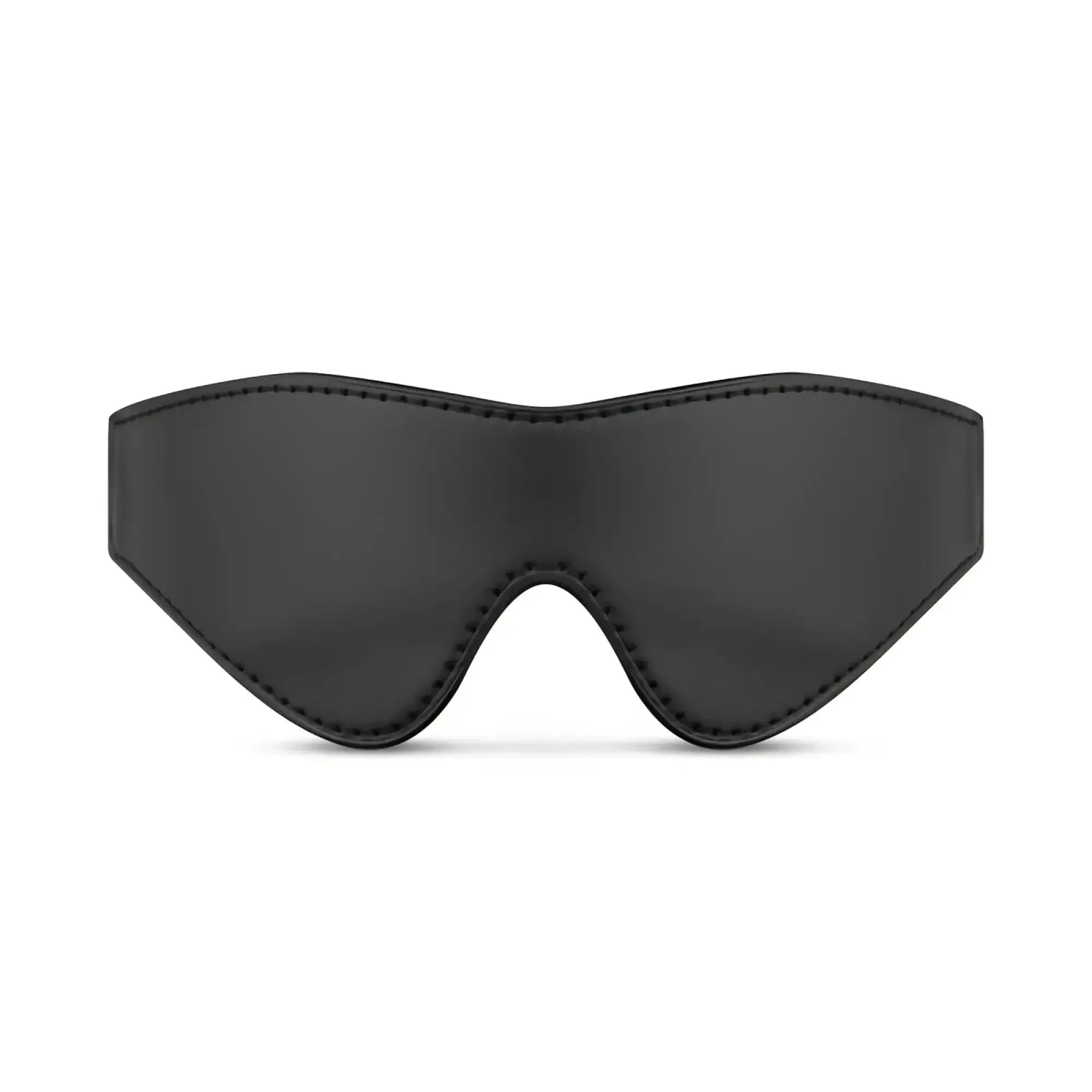 Black leather eye mask with stitched edges from bedroom fantasies kinky bondage set 5 pc black