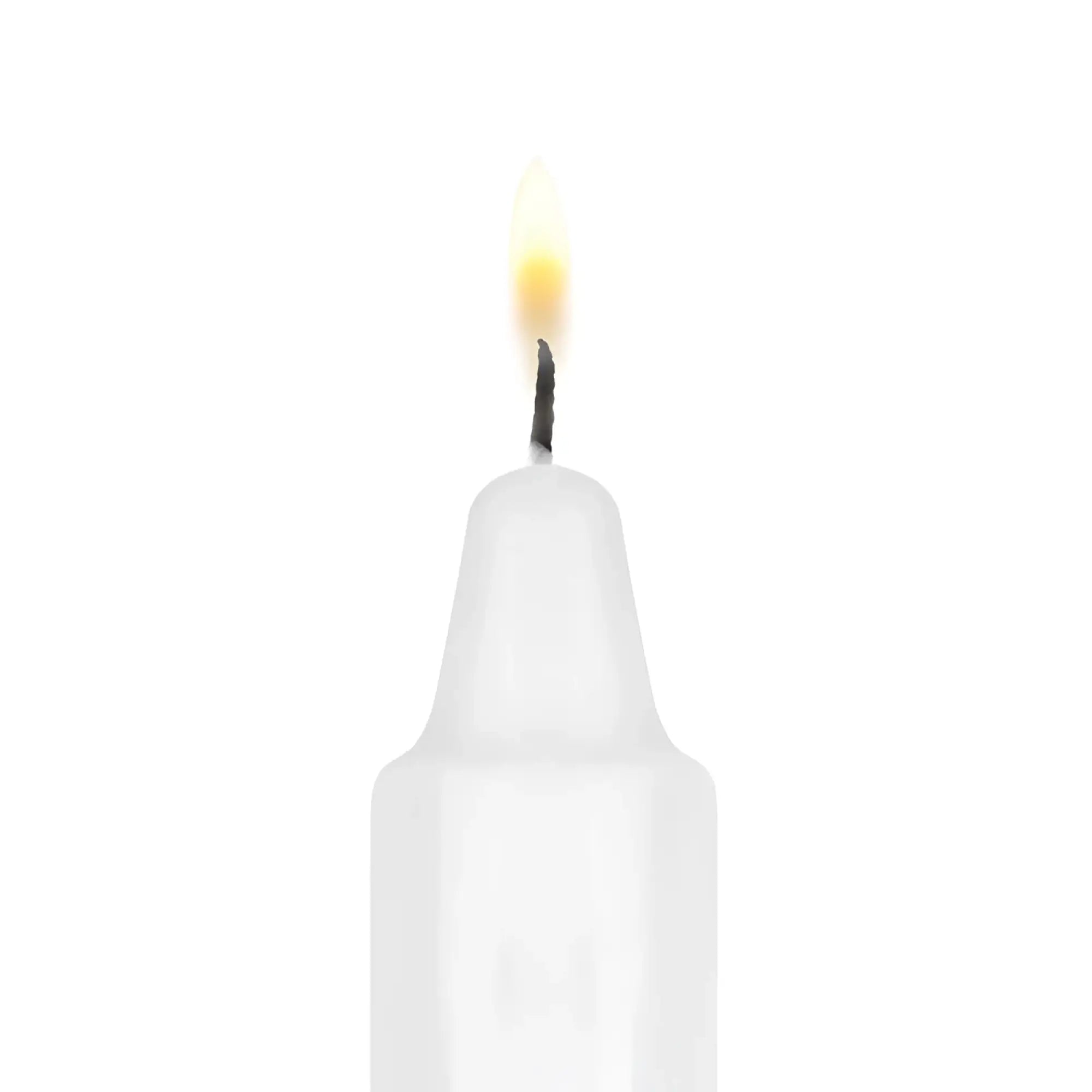 A white candle with a steady flame included in the bedroom fantasies kinky bondage set 5 pc black collection