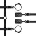 Black leather Bedroom Fantasies under the bed restraint bondage set with adjustable straps and metal clasps