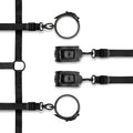 Black leather Bedroom Fantasies under the bed restraint bondage set with adjustable straps and metal clasps
