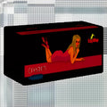 Red and black rectangular box of easy whip featuring a stylized woman in pink lingerie for best whip ezywhip ultra cream 8g n2o chargers 50 pc