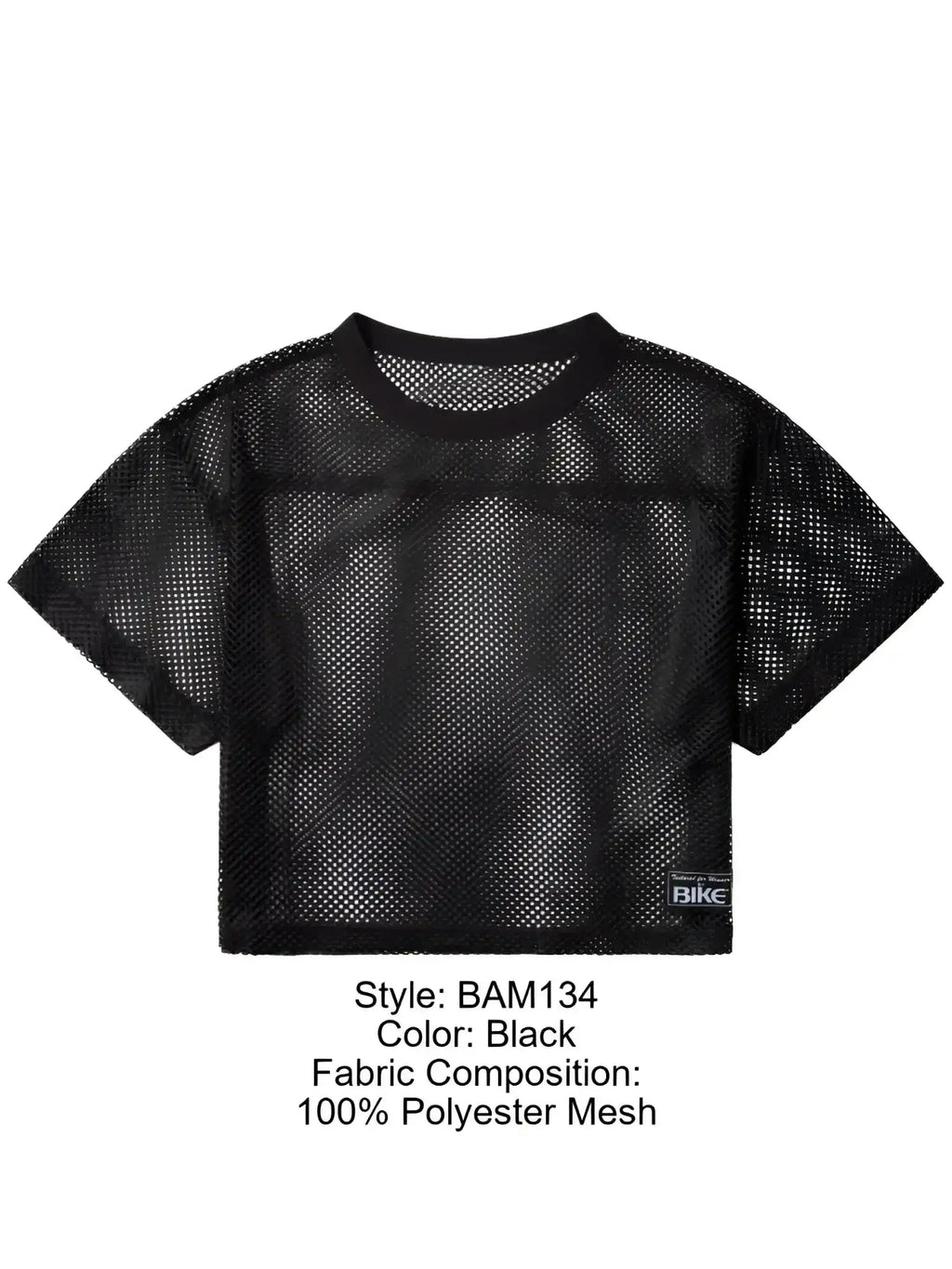 Front view of the black BIKE Athletic BAM134 short sleeve mesh practice jersey.