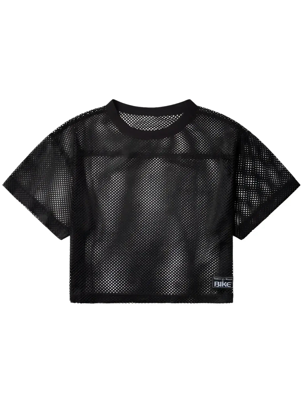 Front view of the black BIKE Athletic BAM134 short sleeve practice mesh jersey.