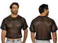 BIKE Athletic BAM134 short sleeve practice jersey in black: front and back view on a male model.