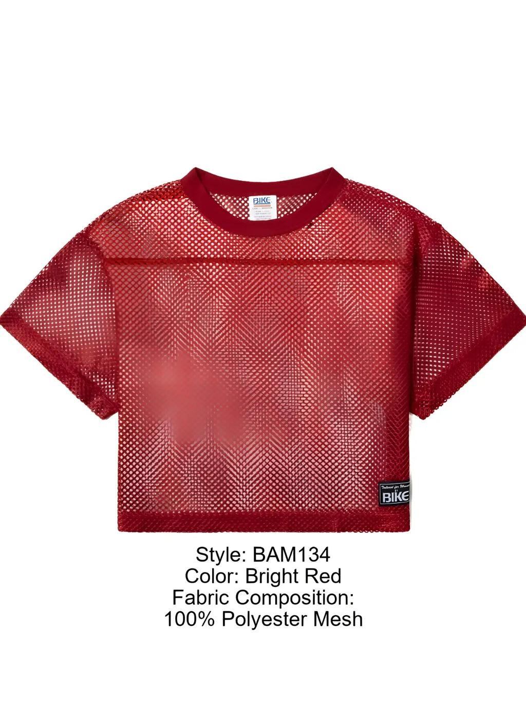 Front view of the bright red BIKE Athletic BAM134 short sleeve mesh practice jersey.