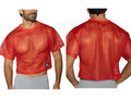 BIKE Athletic BAM134 short sleeve practice jersey in bright red. Front and back view of the cropped mesh top.