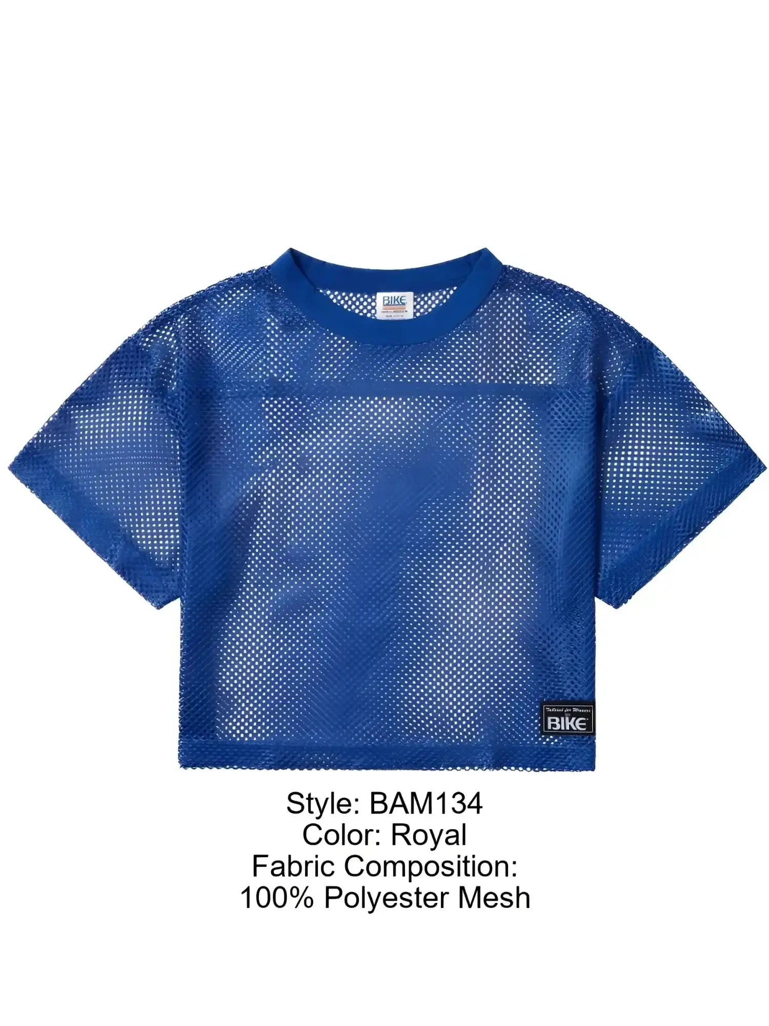 Front view of royal blue BIKE Athletic BAM134 short sleeve mesh practice jersey.
