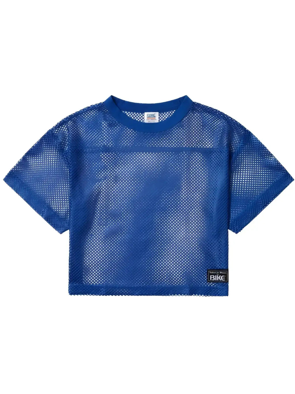 Front view of a BIKE Athletic BAM134 short sleeve practice jersey in royal blue mesh.