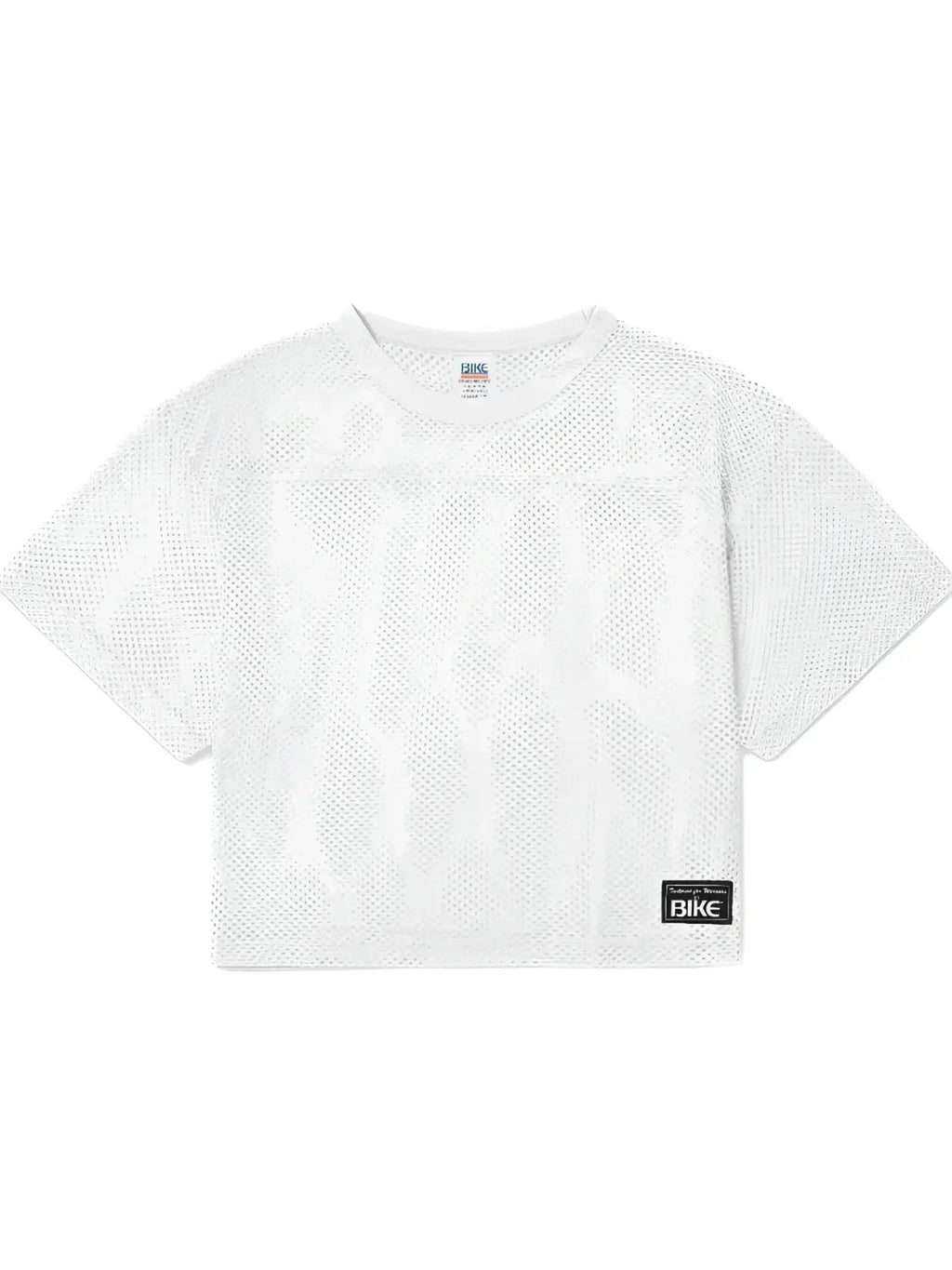Front view of the white BIKE Athletic BAM134 short sleeve mesh practice jersey.