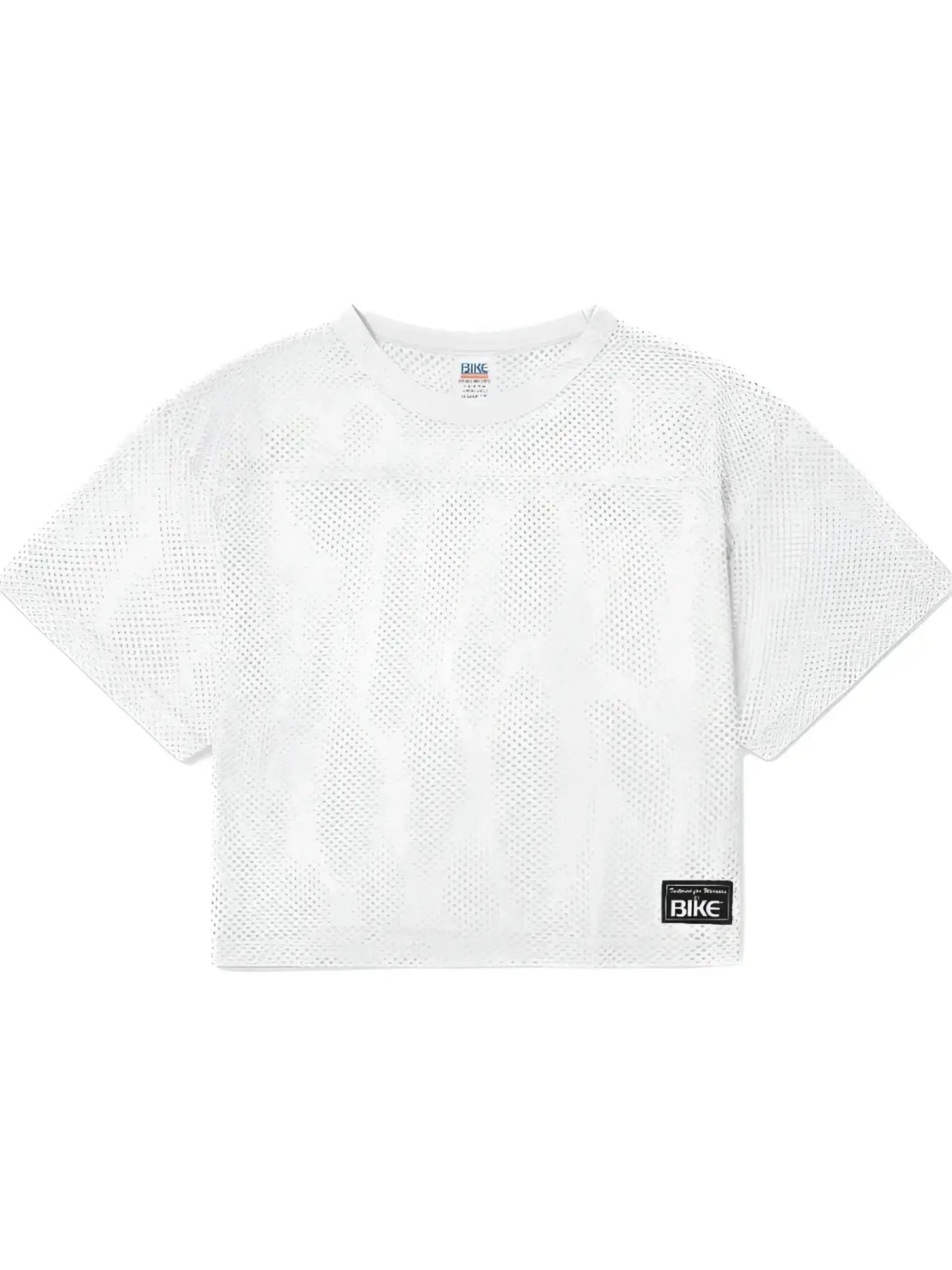 Front view of the white BIKE Athletic BAM134 short sleeve mesh practice jersey.