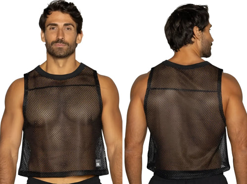 BIKE Athletic BAM135 black sleeveless mesh practice jersey, shown from front and back views.