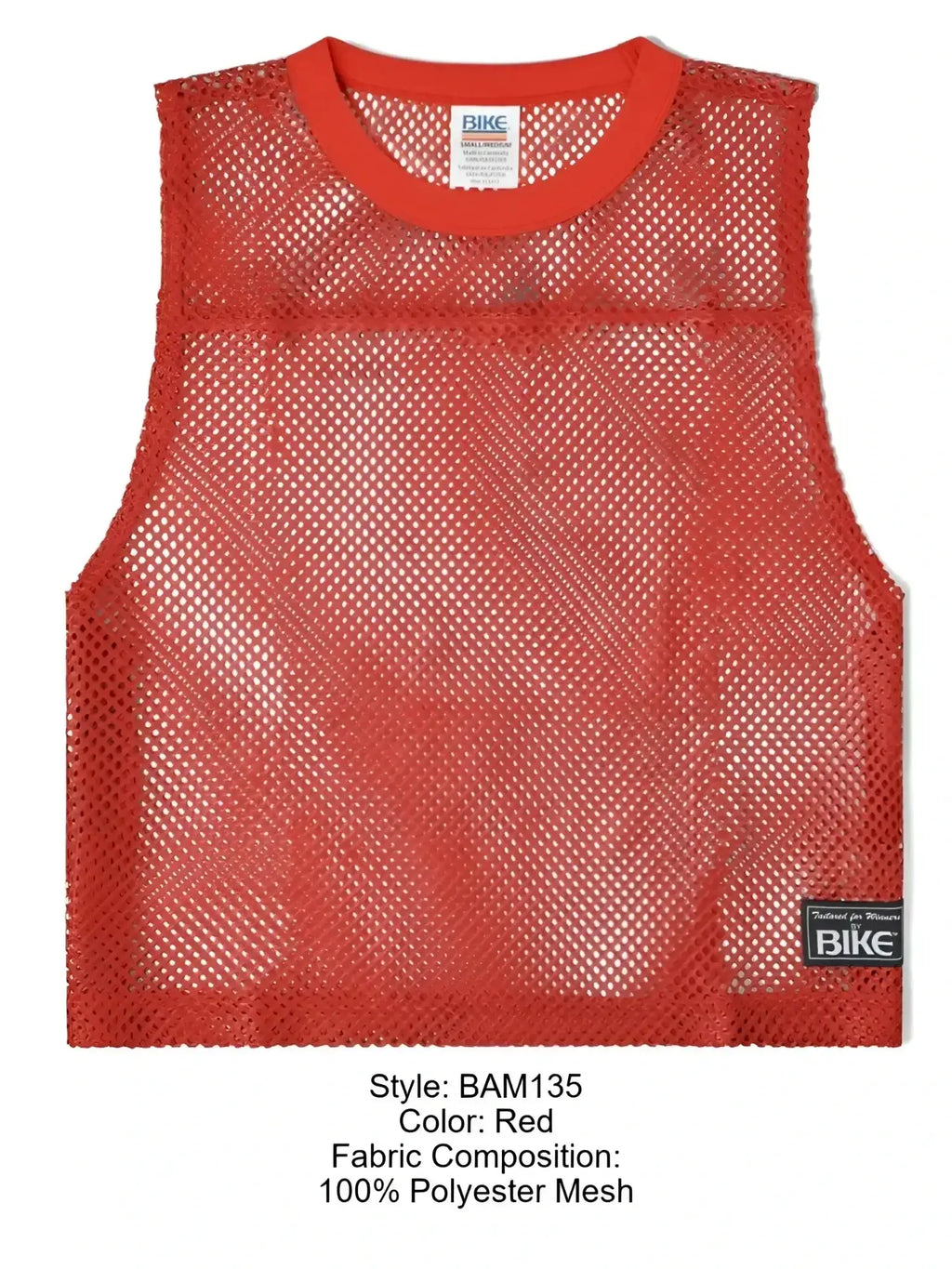 Front view of red BIKE Athletic BAM135 sleeveless mesh practice jersey.