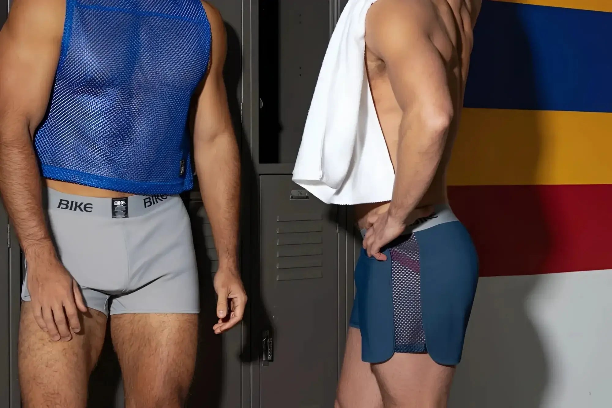 BIKE Athletic BAM135 sleeveless practice jersey in royal blue worn in a lifestyle shot with workout shorts.