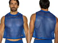 BIKE Athletic BAM135 sleeveless practice jersey in royal blue, showing front and back views on a model.