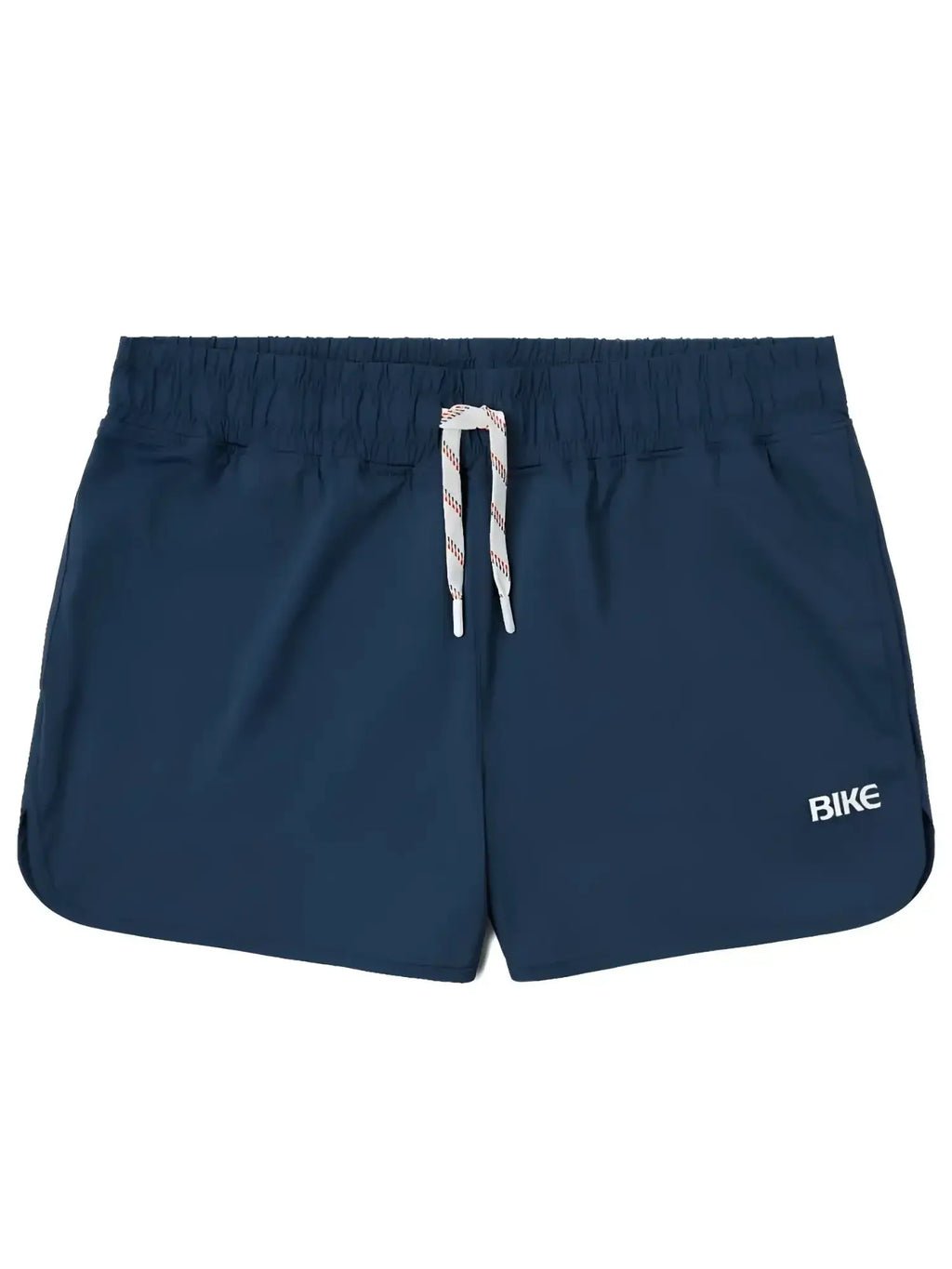 Front view of navy BIKE Athletic BAM200 track shorts with a drawstring waist.