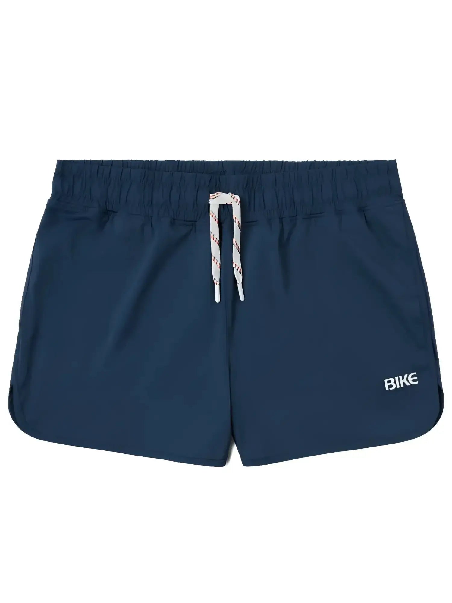 Front view of navy BIKE Athletic BAM200 track shorts with a drawstring waist.