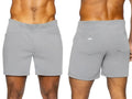 BIKE Athletic BAM207 Coaches 5-inch casual shorts in gray, shown from front and back views.