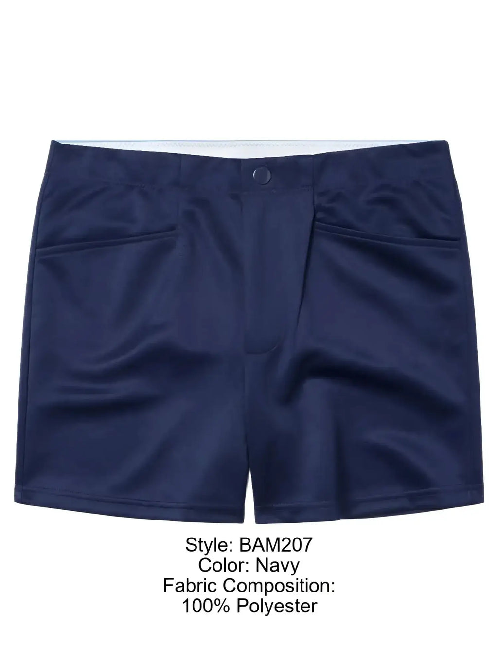 Front view of BIKE Athletic BAM207 Coaches 5-inch inseam casual shorts in navy.