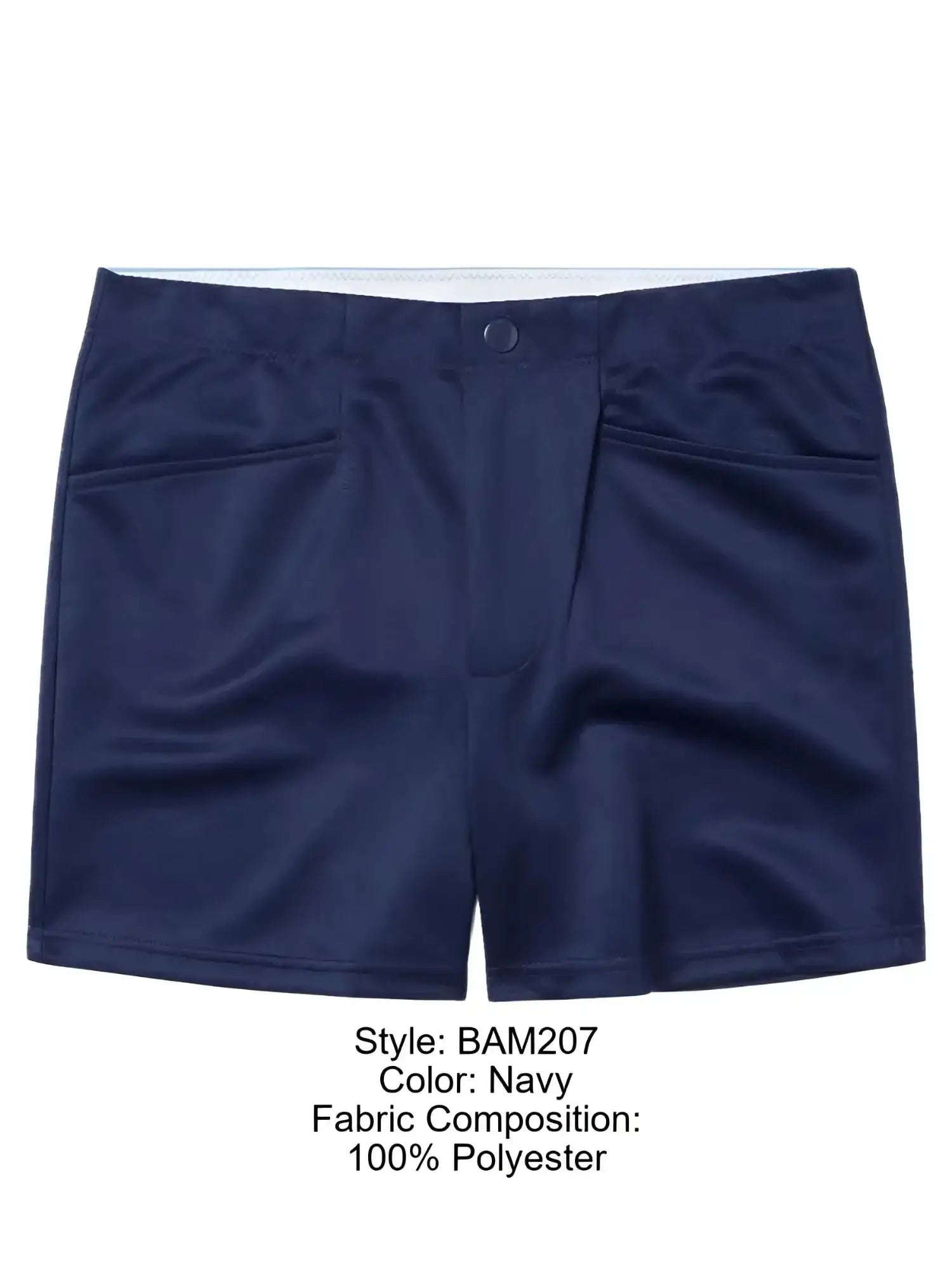 Front view of BIKE Athletic BAM207 Coaches 5-inch inseam casual shorts in navy.
