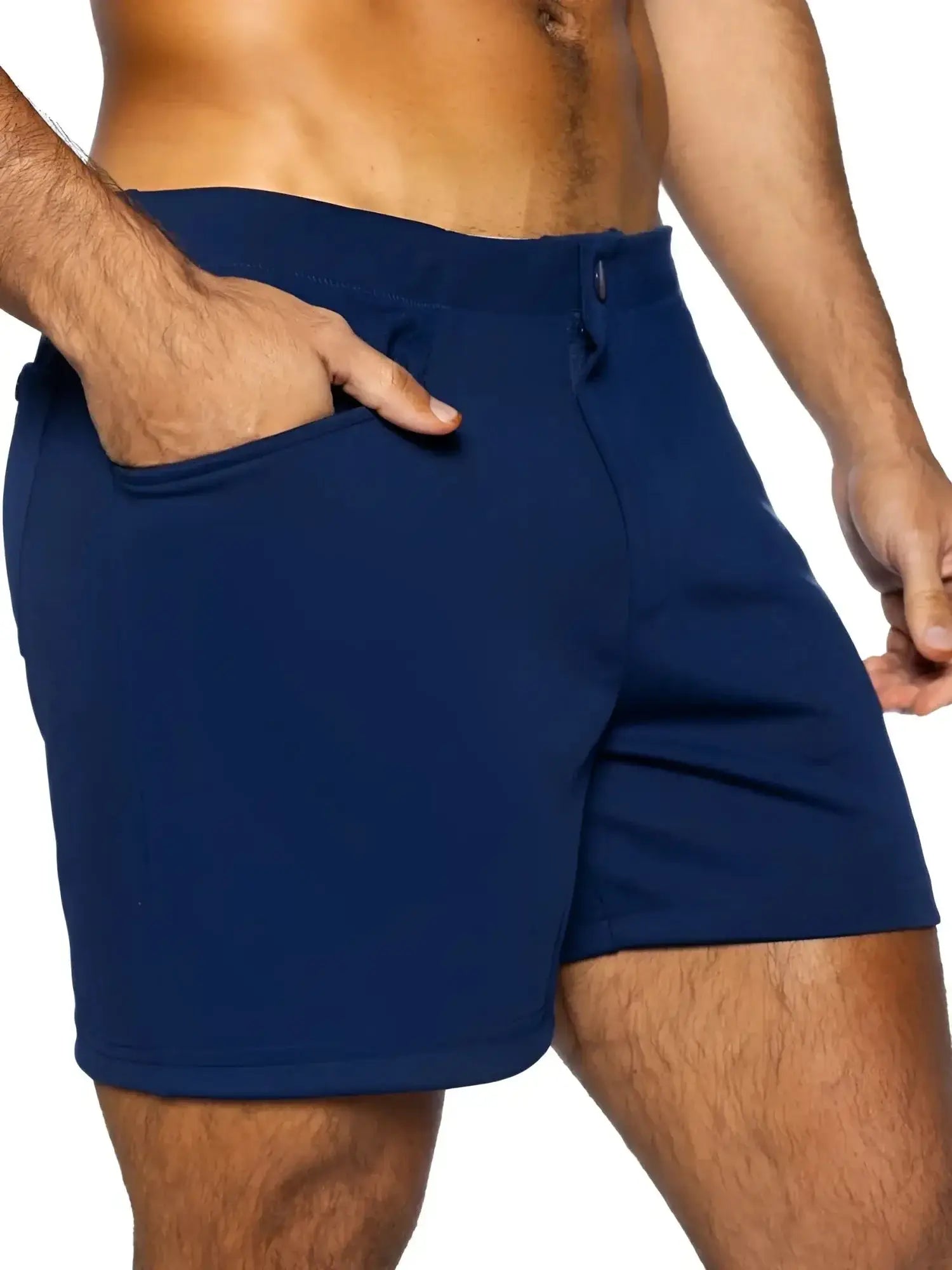 BIKE Athletic BAM207 Coaches Short in navy, shown in a side view on a model.