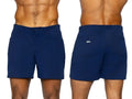 BIKE Athletic BAM207 Coaches 5-inch shorts in navy, shown from front and back views.