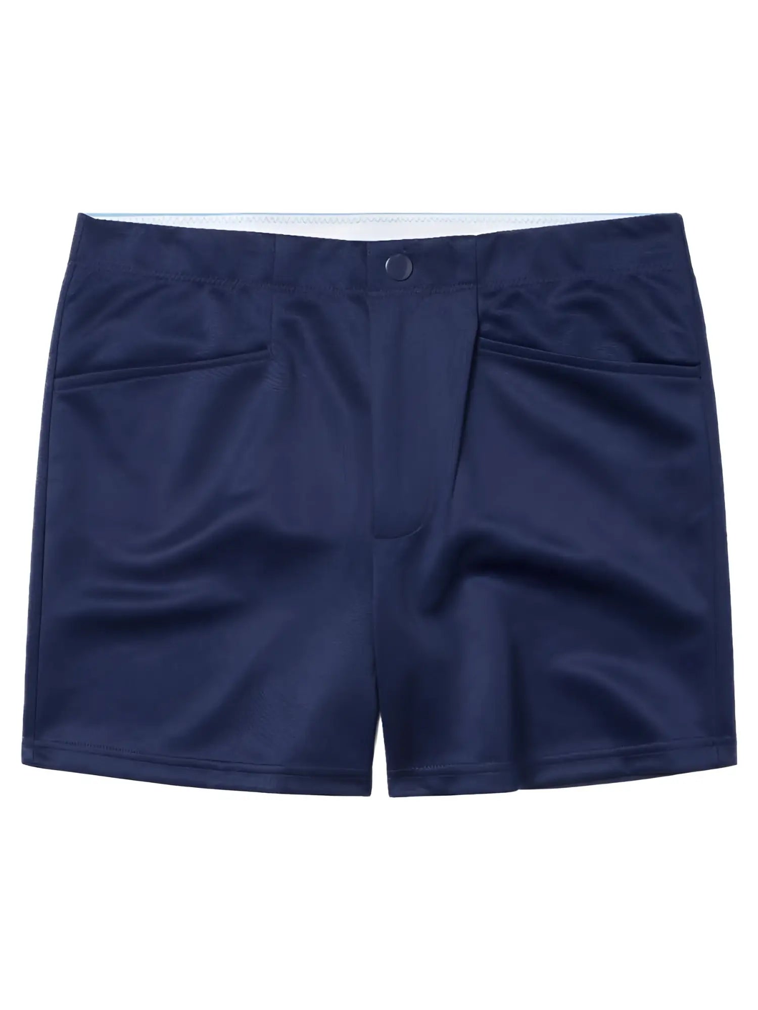 Front view of the navy BIKE Athletic BAM207 Coaches 5-inch inseam casual shorts.