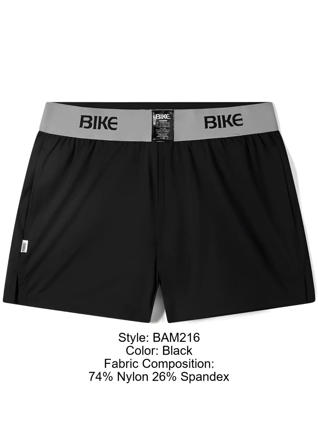 Front view of BIKE Athletic BAM216 casual jock shorts in black.