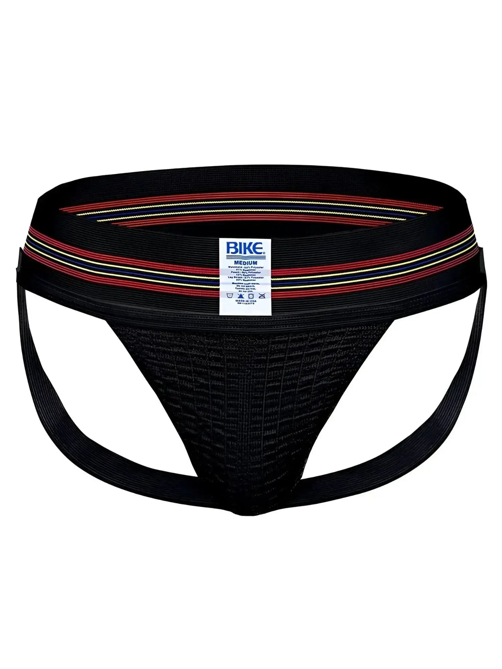 Front view of the black BIKE Athletic BAS306 Original Number 10 jockstrap underwear.