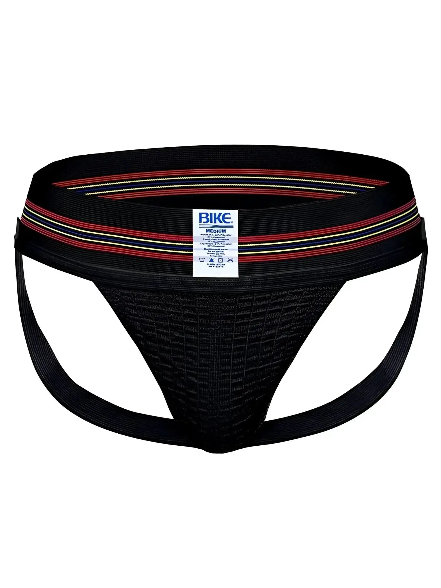 Front view of the black BIKE Athletic BAS306 Original Number 10 jockstrap underwear.