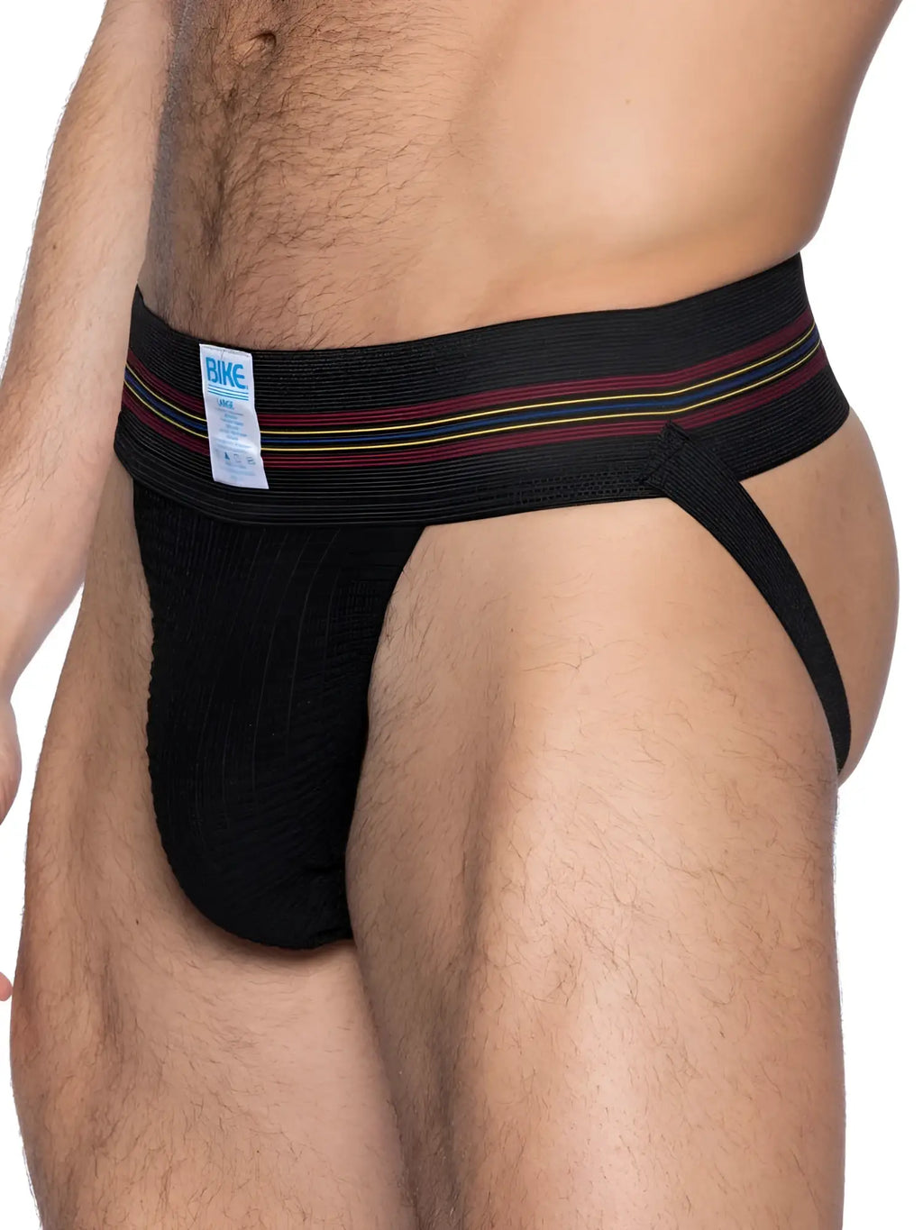 BIKE Athletic BAS306 Original Number 10 black jockstrap shown in a side-profile product view.