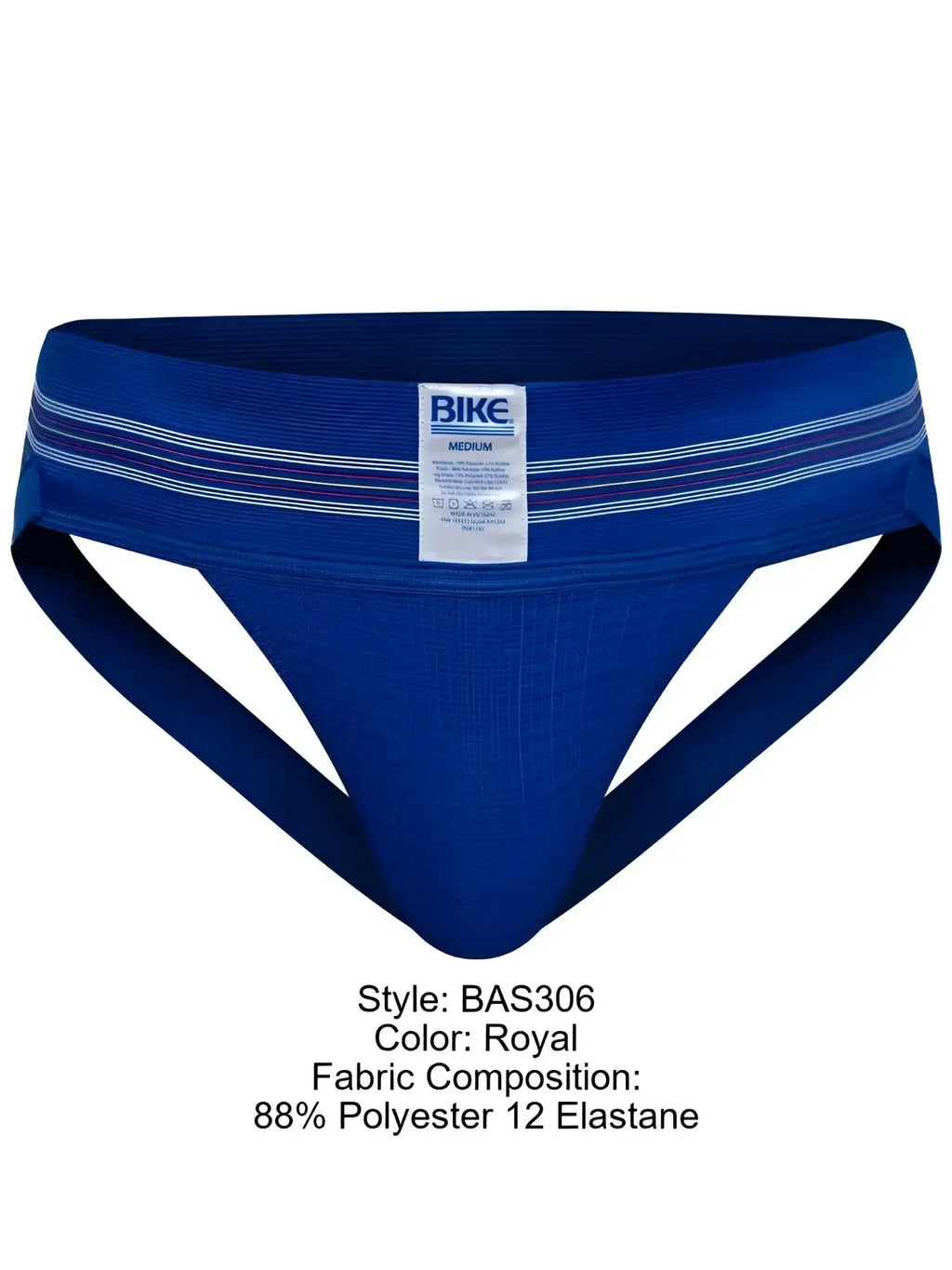 Front view of the BIKE Athletic BAS306 Original Number 10 jockstrap in royal blue.
