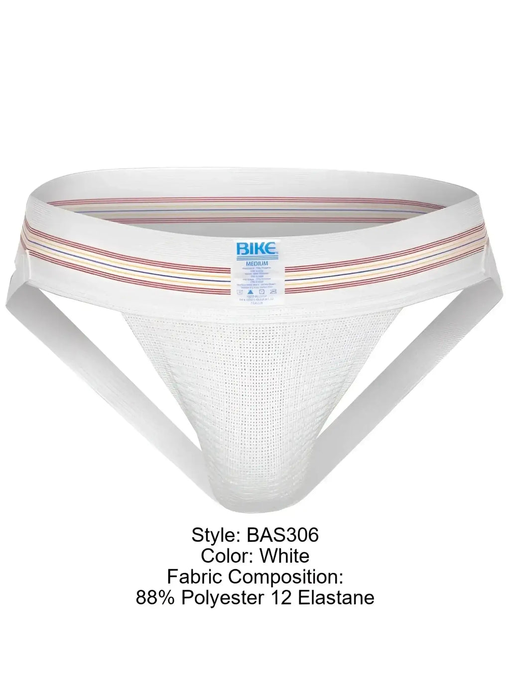 BIKE Athletic BAS306 Original Number 10 jockstrap in white. Front product view on a white background.