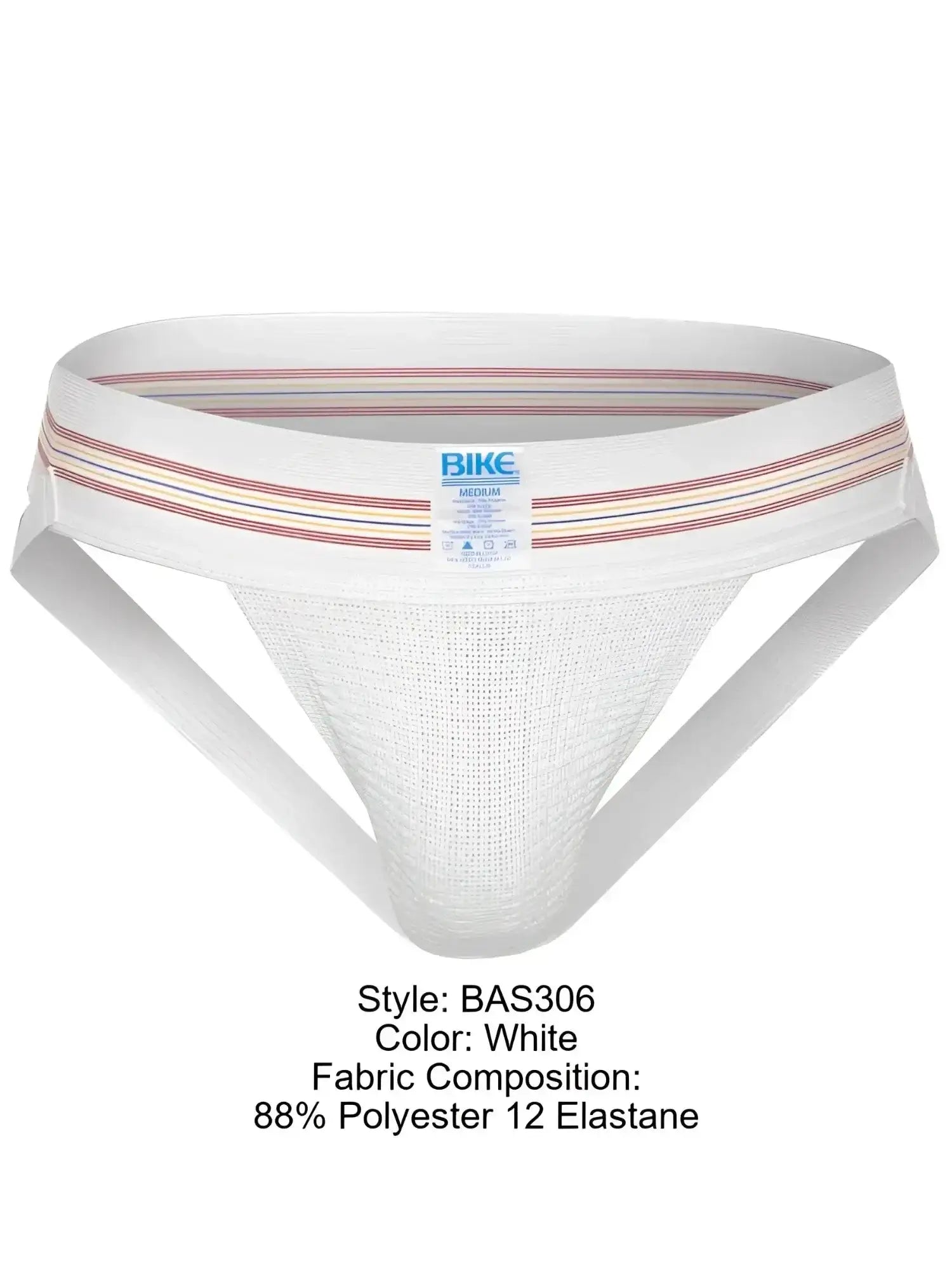 BIKE Athletic BAS306 Original Number 10 jockstrap in white. Front product view on a white background.