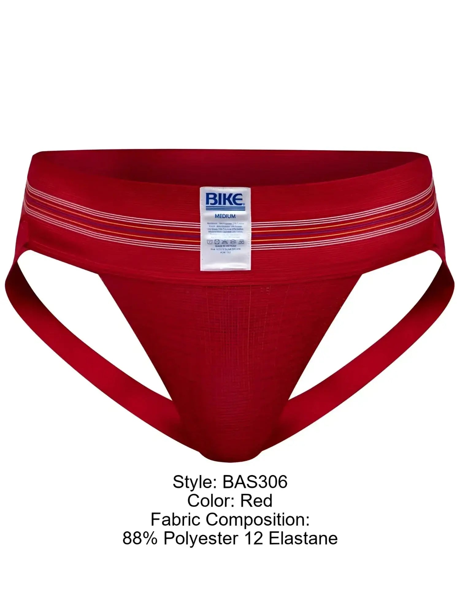 Front view of the BIKE Athletic BAS306 Original Number 10 Jockstrap in red.