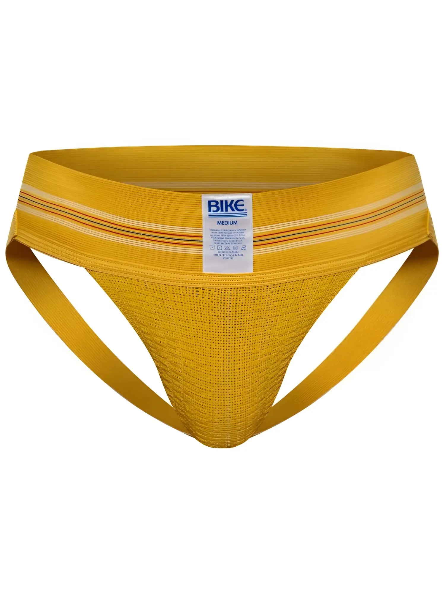 BIKE Athletic BAS306 Original Number 10 jockstrap in yellow, front view.